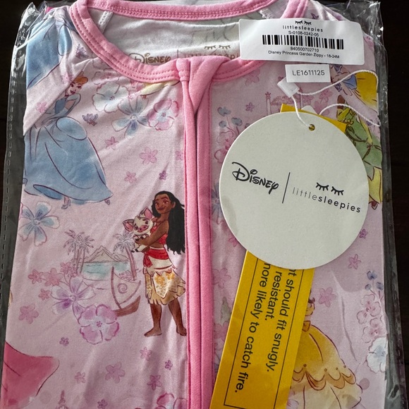 Little Sleepies Pink Disney Garden Princess Zippie - Picture 3 of 3